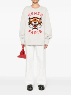 KENZO Felpe<FELPA LUCKY TIGER UNISEX Arancione, Bianco, Nero, Rosso