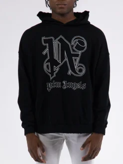 PALM ANGELS Felpe<FELPA PA MONOGRAM STATEMENT Bianco, Nero