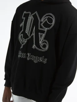 PALM ANGELS Felpe<FELPA PA MONOGRAM STATEMENT Bianco, Nero