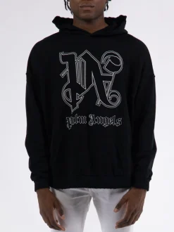 PALM ANGELS Felpe<FELPA PA MONOGRAM STATEMENT Bianco, Nero