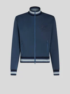 ETRO Felpe<FELPA ZIP REGULAR CON LOGO Bianco, Blu