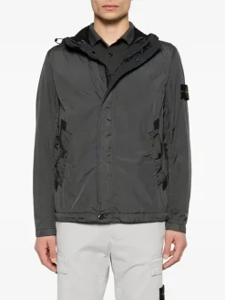STONE ISLAND Giacche<GIACCA A VENTO CRINKLE REPS R-NY ANTIPIOGGIA Bianco, Grigio, Nero
