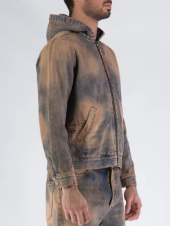 ARIES Giacche<GIACCA ACID WASH HOODED DENIM Arancione, Blu, Multicolor