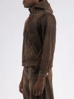 ARIES Giacche<GIACCA ACID WASH OVERSIZED DENIM Marrone