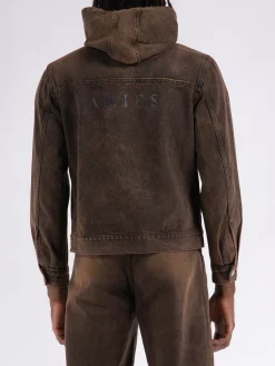 ARIES Giacche<GIACCA ACID WASH OVERSIZED DENIM Marrone