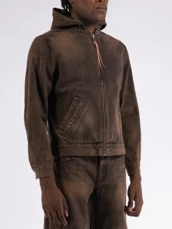 ARIES Giacche<GIACCA ACID WASH OVERSIZED DENIM Marrone