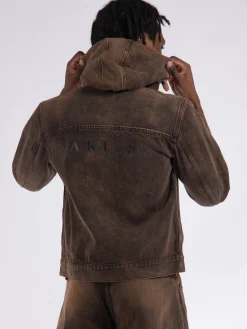 ARIES Giacche<GIACCA ACID WASH OVERSIZED DENIM Marrone