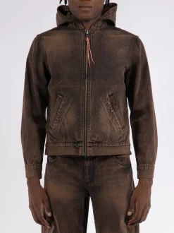 ARIES Giacche<GIACCA ACID WASH OVERSIZED DENIM Marrone