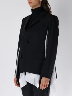 SACAI Giacche<GIACCA BLAZER MONOPETTO CON INSERTI Bianco, Nero