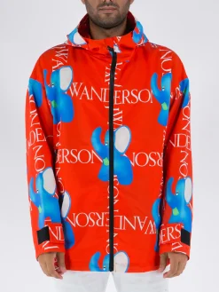JW ANDERSON Giacche<GIACCA CON MOTIVO ELEFANTE Azzurro, Bianco, Nero, Rosso