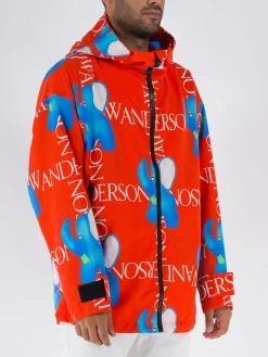 JW ANDERSON Giacche<GIACCA CON MOTIVO ELEFANTE Azzurro, Bianco, Nero, Rosso