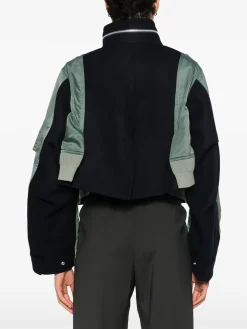 SACAI Giacche<GIACCA CROP CON DESIGN A INSERTI Nero, Verde
