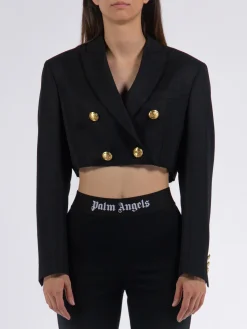 PALM ANGELS Giacche<GIACCA CROPPED BOYFRIEND BLAZER Nero