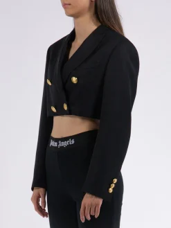 PALM ANGELS Giacche<GIACCA CROPPED BOYFRIEND BLAZER Nero