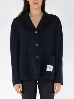 THOM BROWNE Giacche<GIACCA CROPPED SACK IN WOOL MILANO Nero
