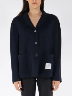 THOM BROWNE Giacche<GIACCA CROPPED SACK IN WOOL MILANO Nero