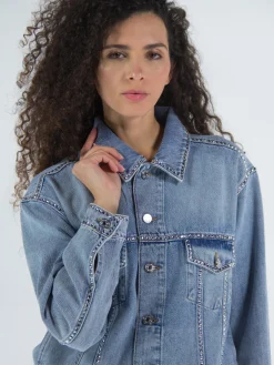 ALEXANDRE VAUTHIER Giacche<GIACCA CRYSTALLIZED DENIM Azzurro