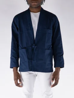 UNIVERSAL WORKS Giacche<GIACCA DENIM TIE FRONT Blu