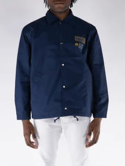 UNIVERSAL WORKS Giacche<GIACCA EMBROIDERED HEAD COACH HALLEY RIPSTOP Blu, Marrone