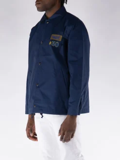 UNIVERSAL WORKS Giacche<GIACCA EMBROIDERED HEAD COACH HALLEY RIPSTOP Blu, Marrone