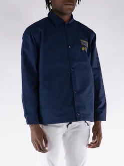 UNIVERSAL WORKS Giacche<GIACCA EMBROIDERED HEAD COACH HALLEY RIPSTOP Blu, Marrone