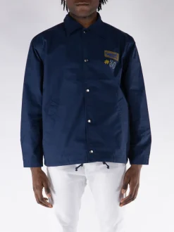 UNIVERSAL WORKS Giacche<GIACCA EMBROIDERED HEAD COACH HALLEY RIPSTOP Blu, Marrone