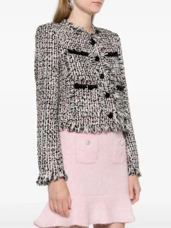 SELF-PORTRAIT Giacche<GIACCA FRINGED BOUCLE Bianco, Nero, Rosa