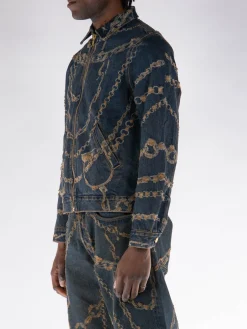 ARIES Giacche<GIACCA FULL ZIP DESTROYED CHAIN Blu, Giallo