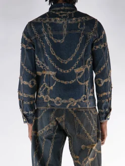ARIES Giacche<GIACCA FULL ZIP DESTROYED CHAIN Blu, Giallo