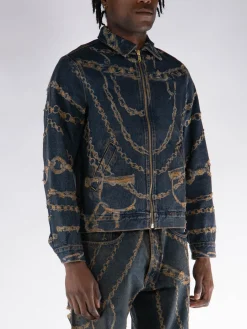 ARIES Giacche<GIACCA FULL ZIP DESTROYED CHAIN Blu, Giallo