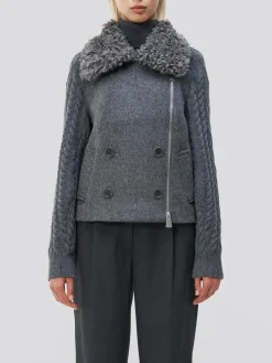 SIMKHAI. Giacche<GIACCA GIOVANA CABLE KNIT SLEEVE JACKET Grigio