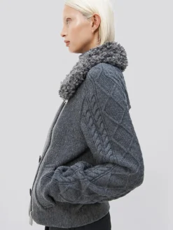 SIMKHAI. Giacche<GIACCA GIOVANA CABLE KNIT SLEEVE JACKET Grigio