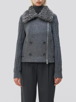 SIMKHAI. Giacche<GIACCA GIOVANA CABLE KNIT SLEEVE JACKET Grigio