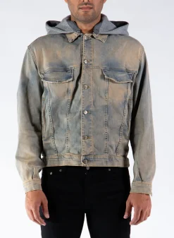 REPRESENT CLOTHING Giacche<GIACCA HOODED IN DENIM Azzurro