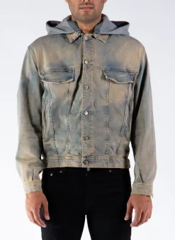 REPRESENT CLOTHING Giacche<GIACCA HOODED IN DENIM Azzurro