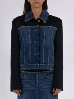 STELLA MCCARTNEY Giacche<GIACCA IN DENIM CON SPALLINE Blu, Nero