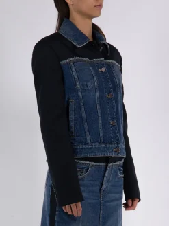 STELLA MCCARTNEY Giacche<GIACCA IN DENIM CON SPALLINE Blu, Nero