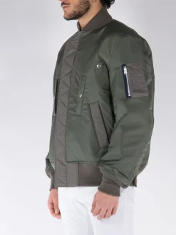 SACAI Giacche<GIACCA IN NYLON TWILL BLOUSON Grigio, Verde