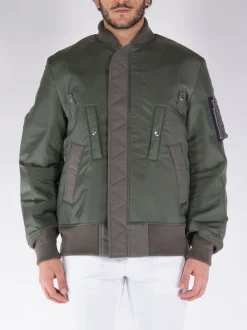 SACAI Giacche<GIACCA IN NYLON TWILL BLOUSON Grigio, Verde