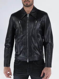 COVERT Giacche<GIACCA IN PELLE Nero