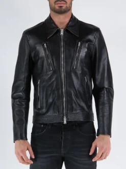 COVERT Giacche<GIACCA IN PELLE Nero
