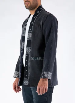Giacche<GIACCA KIMONO NORAGI IN DENIM Bianco, Grigio, Nero
