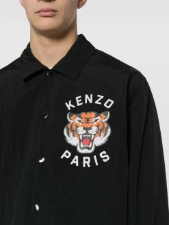 KENZO Giacche<GIACCA LUCKY TIGER PADDED COACH Arancione, Nero