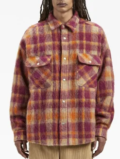 PALM ANGELS Giacche<GIACCA OVERSHIRT BRUSHED WOOL CHECK Arancione, Beige, Viola