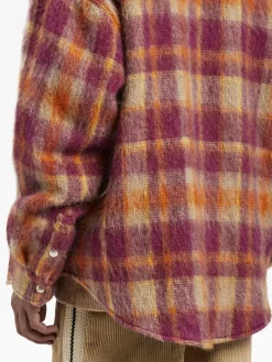 PALM ANGELS Giacche<GIACCA OVERSHIRT BRUSHED WOOL CHECK Arancione, Beige, Viola