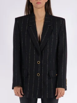 ALESSANDRA RICH Giacche<GIACCA OVERSIZED LIGHT WOOL LUREX Giallo, Nero