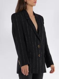 ALESSANDRA RICH Giacche<GIACCA OVERSIZED LIGHT WOOL LUREX Giallo, Nero