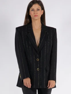 ALESSANDRA RICH Giacche<GIACCA OVERSIZED LIGHT WOOL LUREX Giallo, Nero