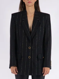 ALESSANDRA RICH Giacche<GIACCA OVERSIZED LIGHT WOOL LUREX Giallo, Nero