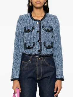 SELF-PORTRAIT Giacche<GIACCA TEXTURED DENIM Azzurro, Blu